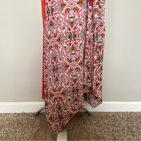 Sundance Veeda Patchwork Mixed Print Handkerchief Hem Boho Midi Dress, Small - Picture 11 of 16